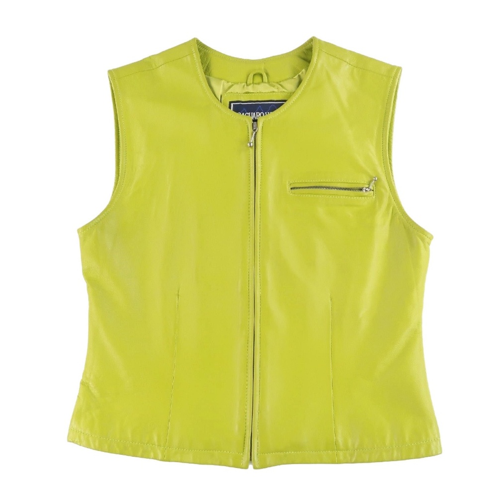 SAGUARO WEST Women's Leather Vest Small Green